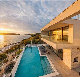 3 x 5 bedroom seafront villa with heated infinity pool near Rogoznica, sleeps 10